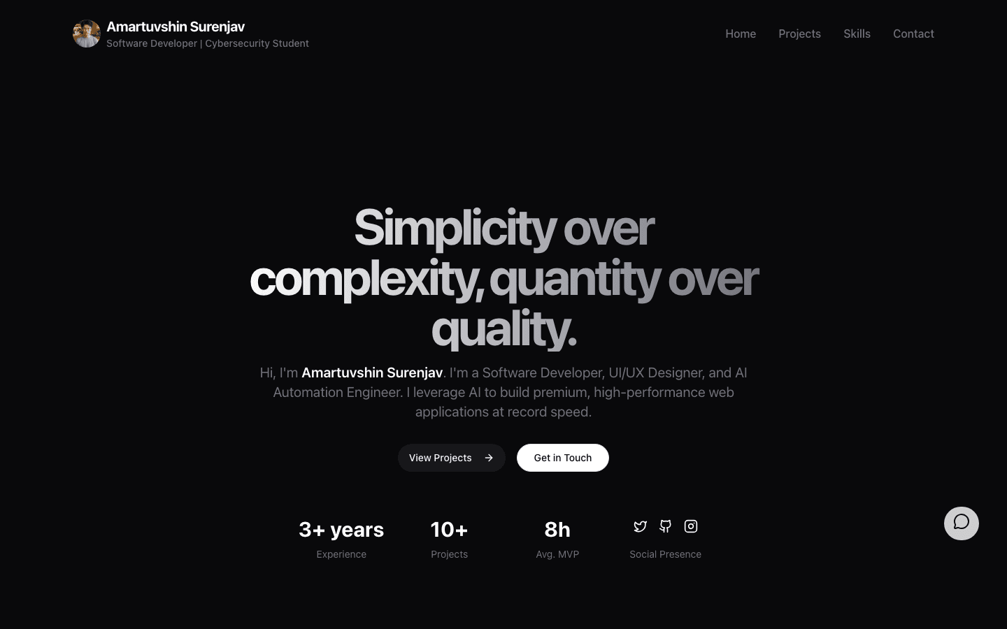 Personal Portfolio — Personal · Portfolio built by Amartuvshin Surenjav
